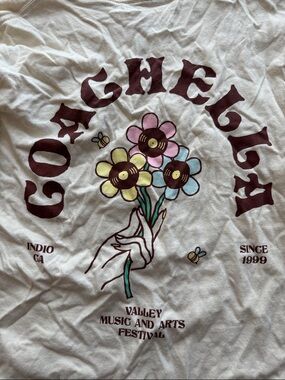 Coachella Graphic Floral Tee with Pastel Flowers